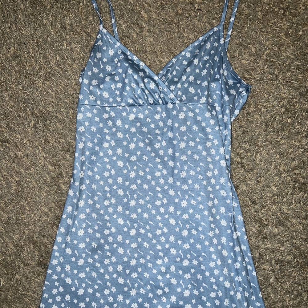 light blue floral dress